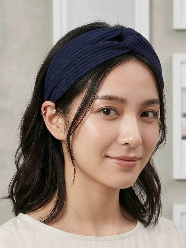 “3/$25” Chic & Comfortable Navy Blue Ribbed Knit Twist Knot Headband